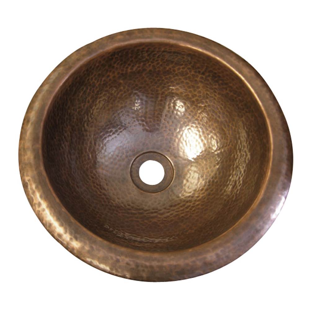 Barclay Aldo Round Self Rimming Basin, Hammered Antique Copper