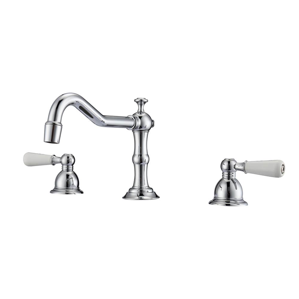 Barclay Roma 8''cc Lav Faucet, withHoses,Porcelain Lever Hdls, CP