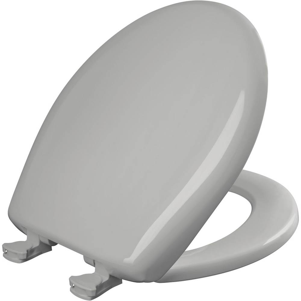 Bemis Round Plastic Toilet Seat with WhisperClose with EasyClean & Change Hinge and STA-TITE in Silver