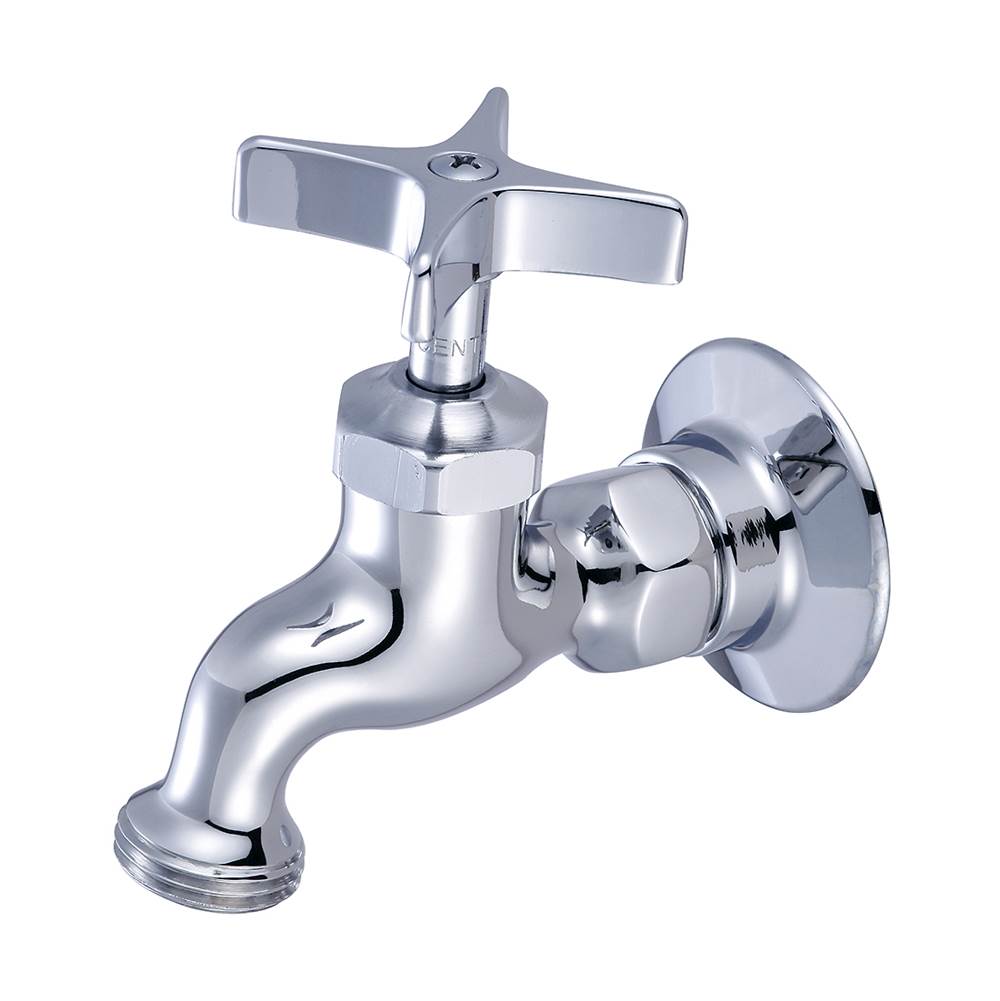 Central Brass Sink Faucet-Wallmount 4-Arm Hdl Adj Flange Hose Thread Plain-Pc