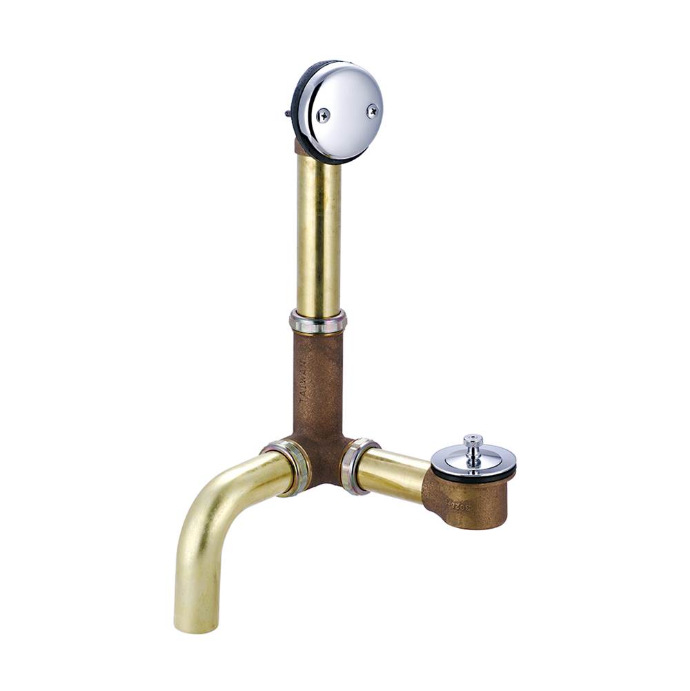 Central Brass Bath Drain-Adjust. 14'' To 16'' Lift & Turn Side Outlet-Pc