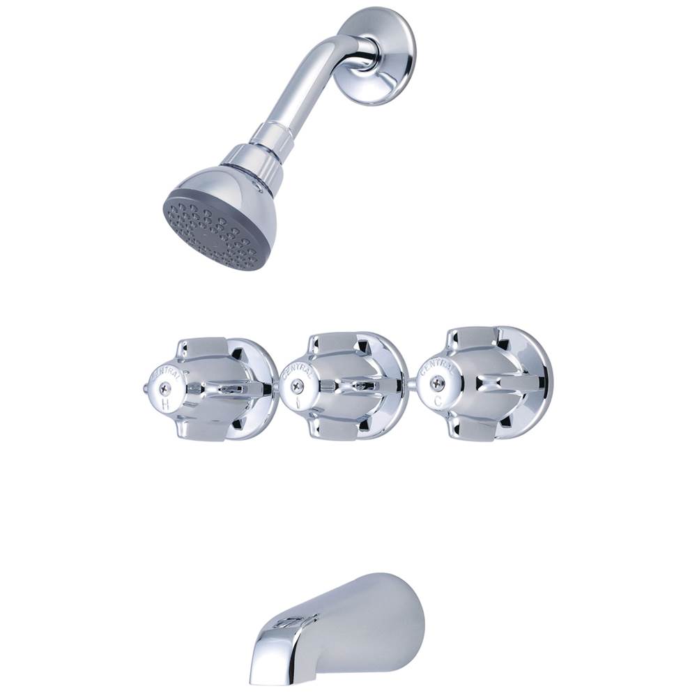 Central Brass TUB & SHOWER-3 CANOPY HDL 1/2'' DIRECT SWEAT 8'' CNTRS SHWR HEAD BRASS SPT-PC