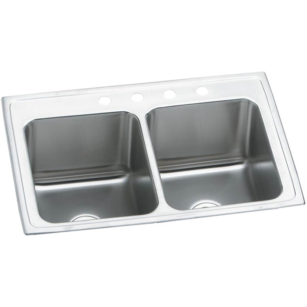 Elkay Lustertone Classic Stainless Steel 33'' x 22'' x 12-1/8'', Equal Double Bowl Drop-in Sink