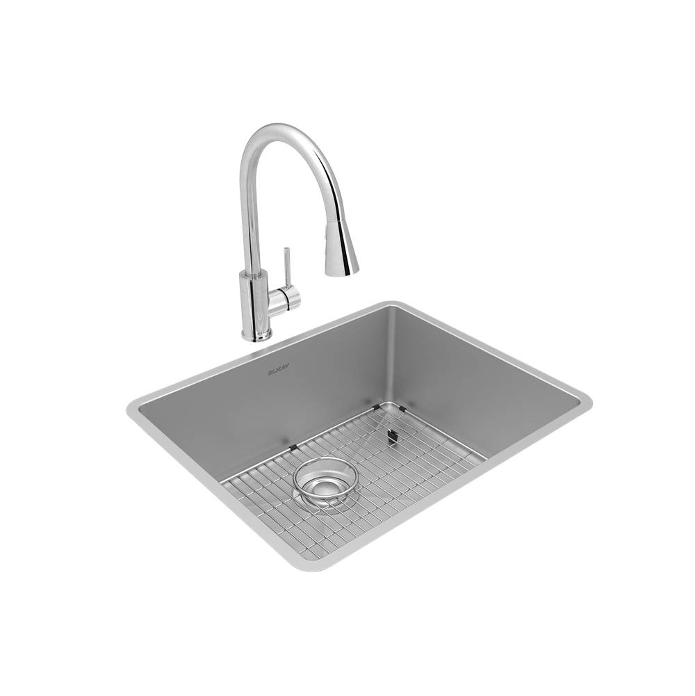 Elkay Crosstown 18 Gauge Stainless Steel 22-1/2'' x 18-1/2'' x 9'', Single Bowl Undermount Sink and Faucet Kit with Bottom Grid and Drain