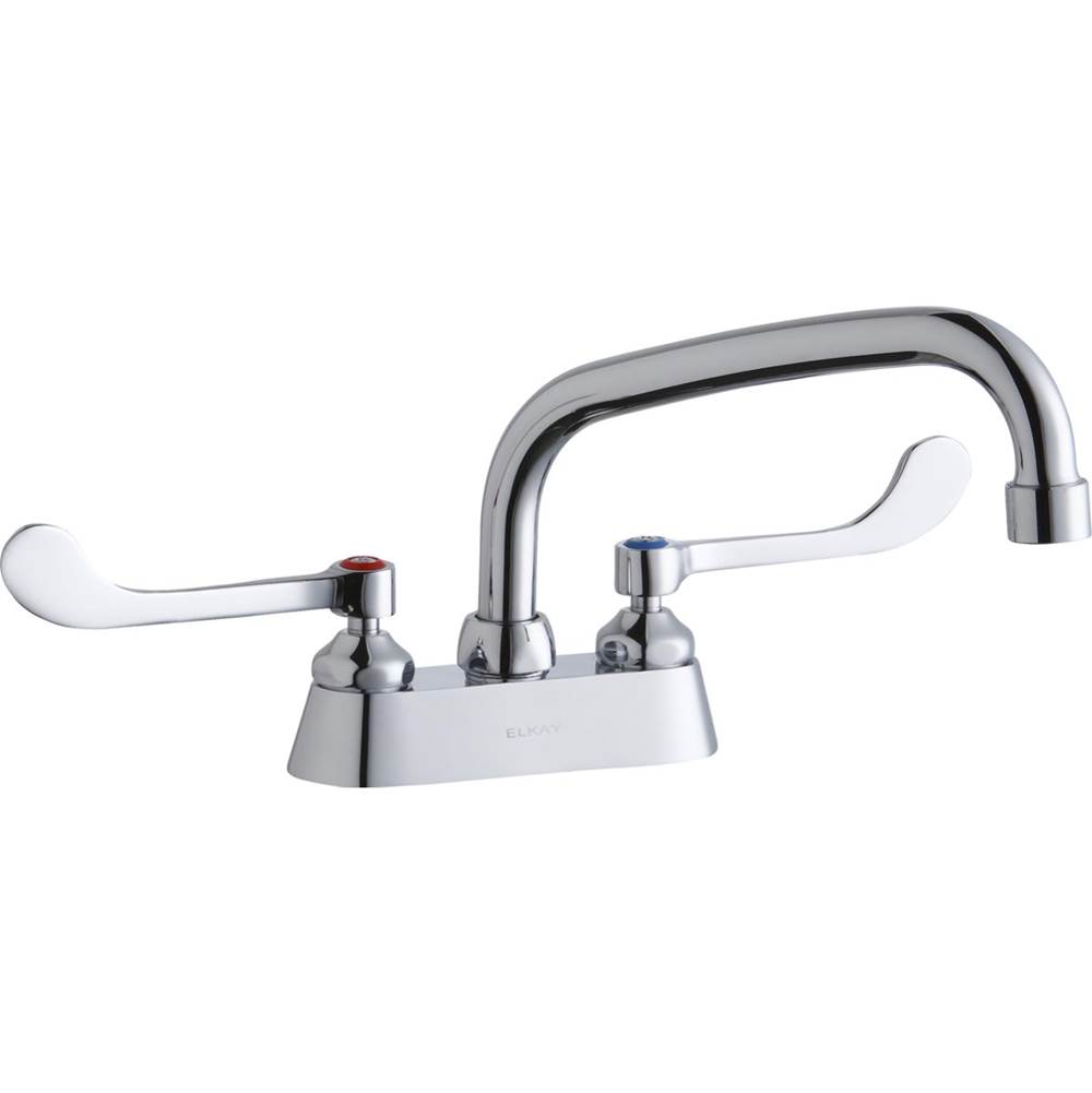 Elkay 4'' Centerset with Exposed Deck Faucet with 8'' Arc Tube Spout 6'' Wristblade Handles