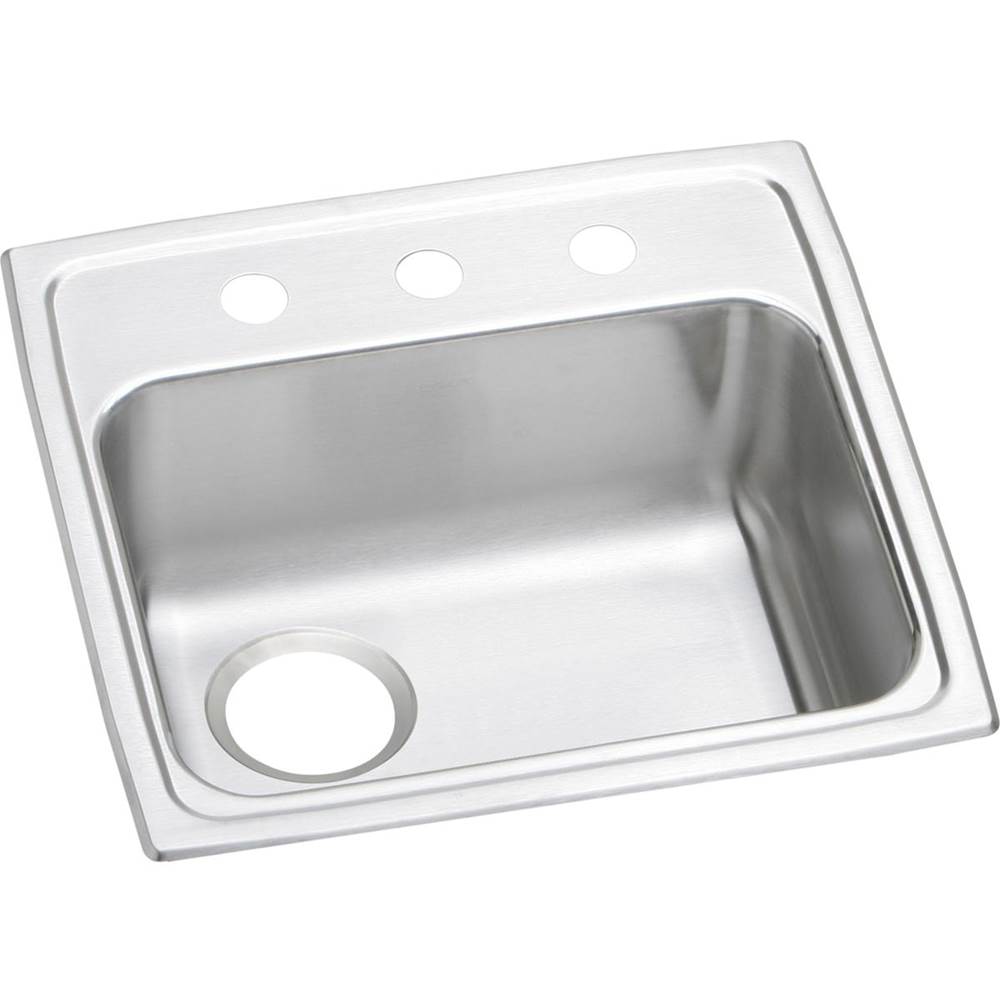 Elkay Lustertone Classic Stainless Steel 19'' x 18'' x 6-1/2'', OS4-Hole Single Bowl Drop-in ADA Sink with Left Drain