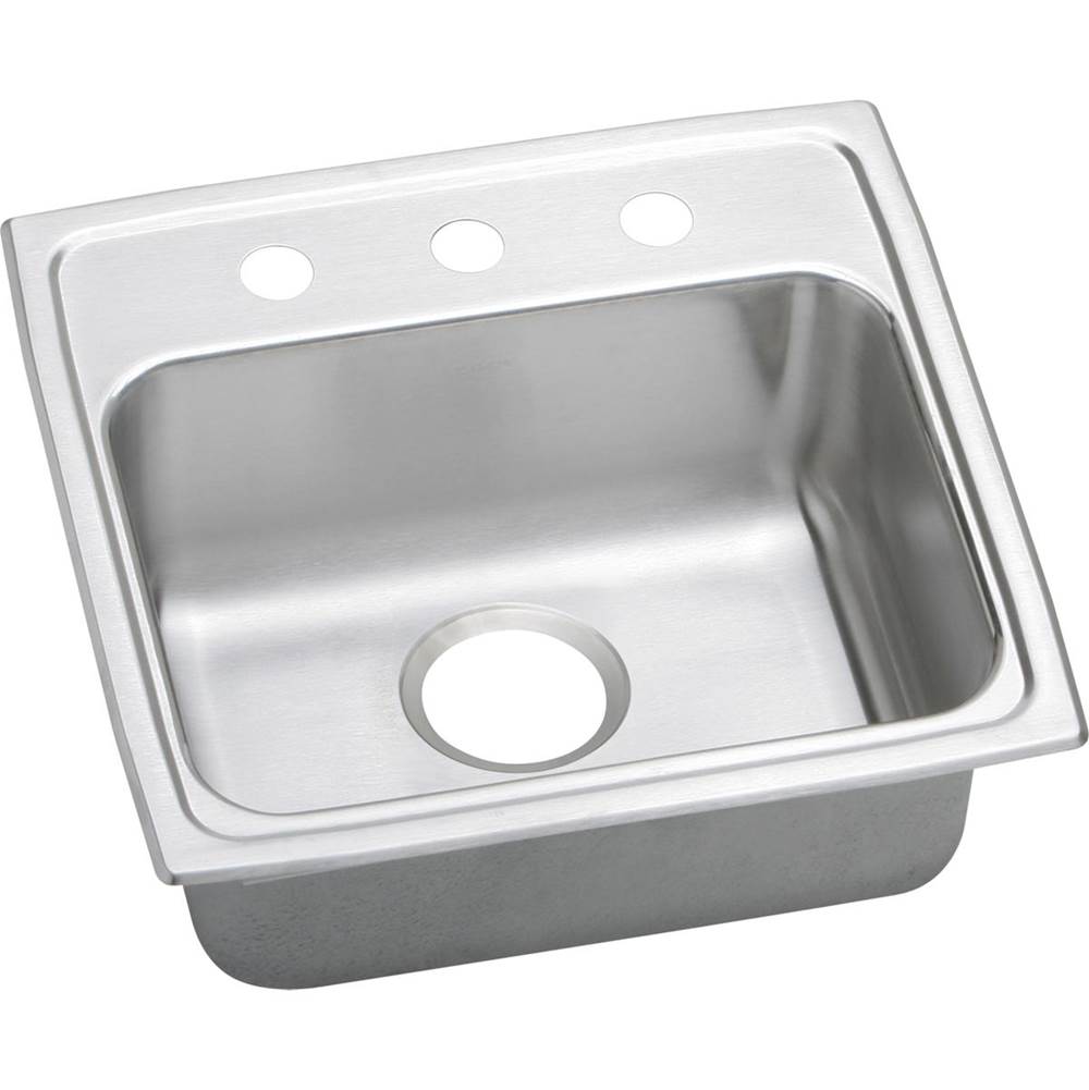 Elkay Lustertone Classic Stainless Steel 19-1/2'' x 19'' x 5-1/2'', 2-Hole Single Bowl Drop-in ADA Sink with Quick-clip