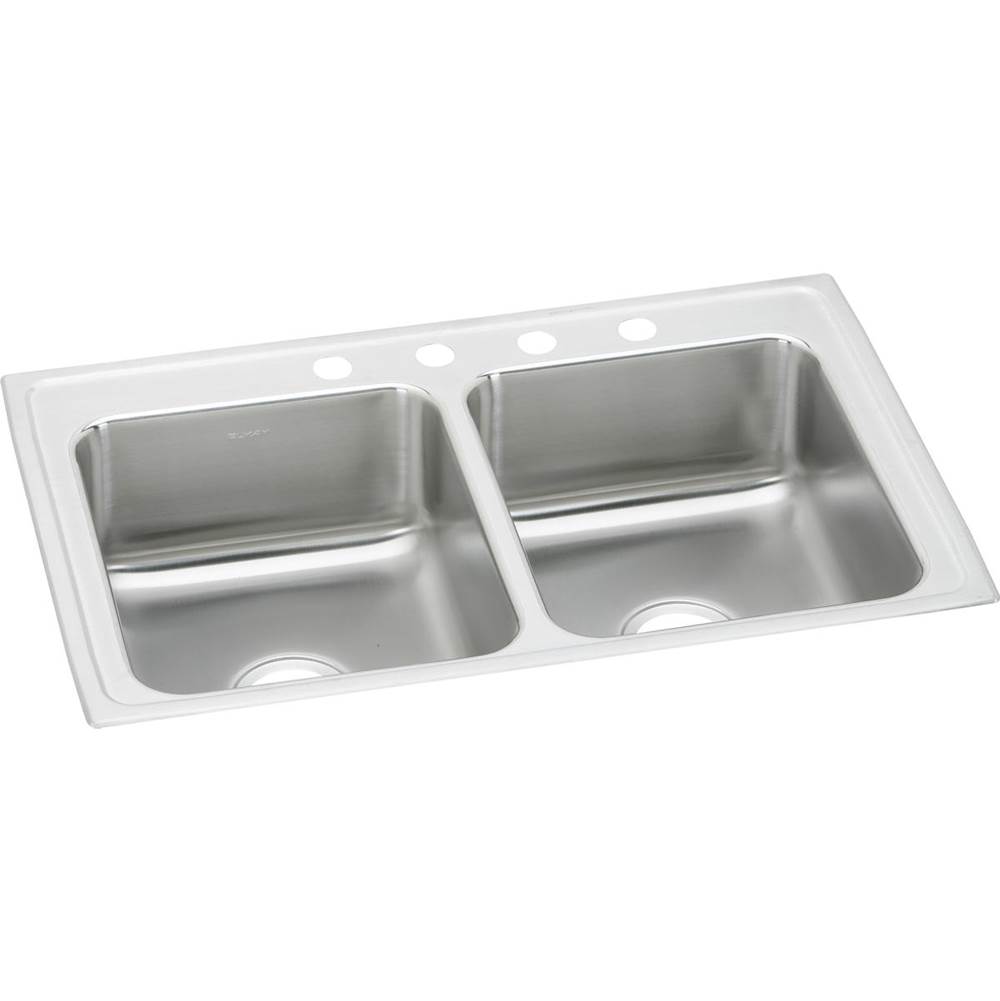 Elkay Lustertone Classic Stainless Steel 29'' x 18'' x 4'', 2-Hole Equal Double Bowl Drop-in ADA Sink