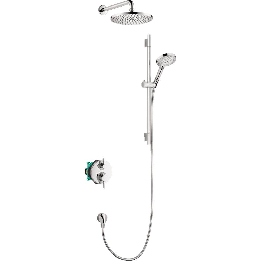 Hansgrohe Raindance S Thermostatic Showerhead/Wallbar Set with Rough, 2.5 GPM in Chrome