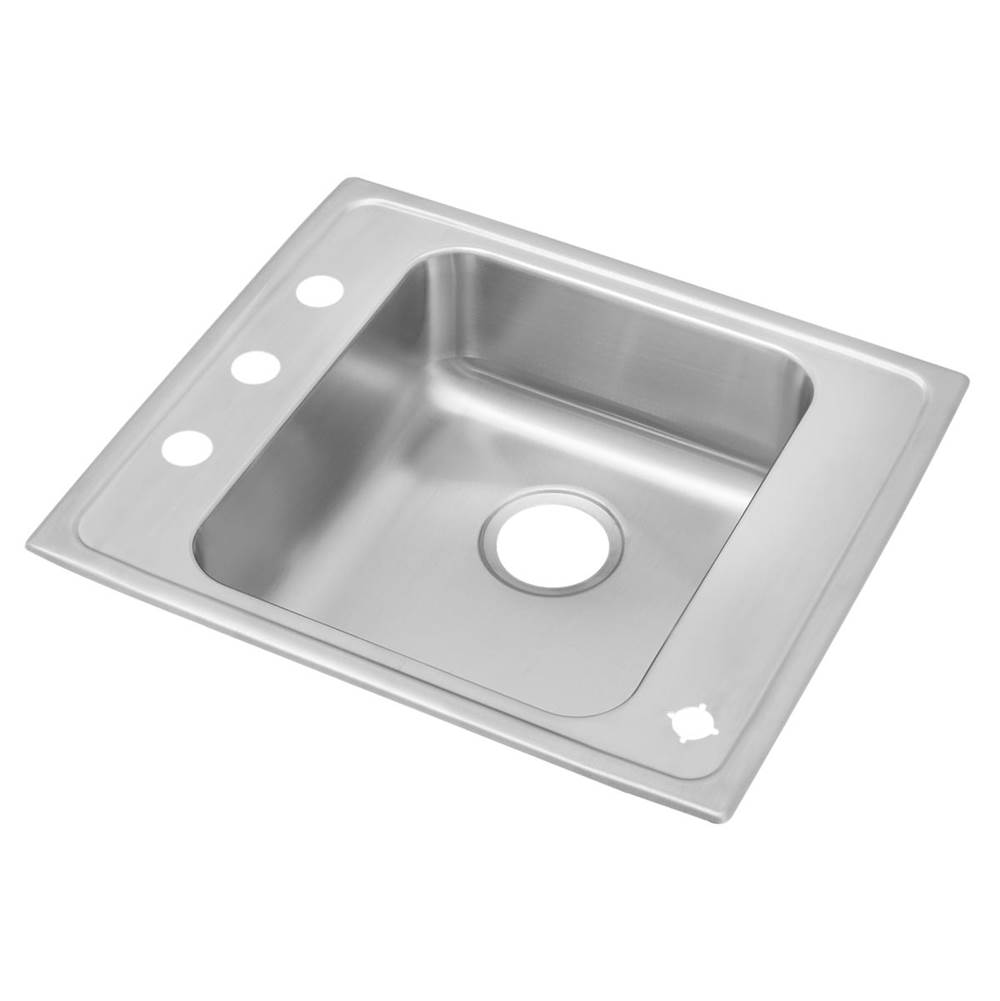 Just Manufacturing Stainless Steel 25'' x 19-1/2'' x 5'' LM-Hole Single Bowl Drop-in Classroom ADA Sink w/Left and Right Faucet Decks
