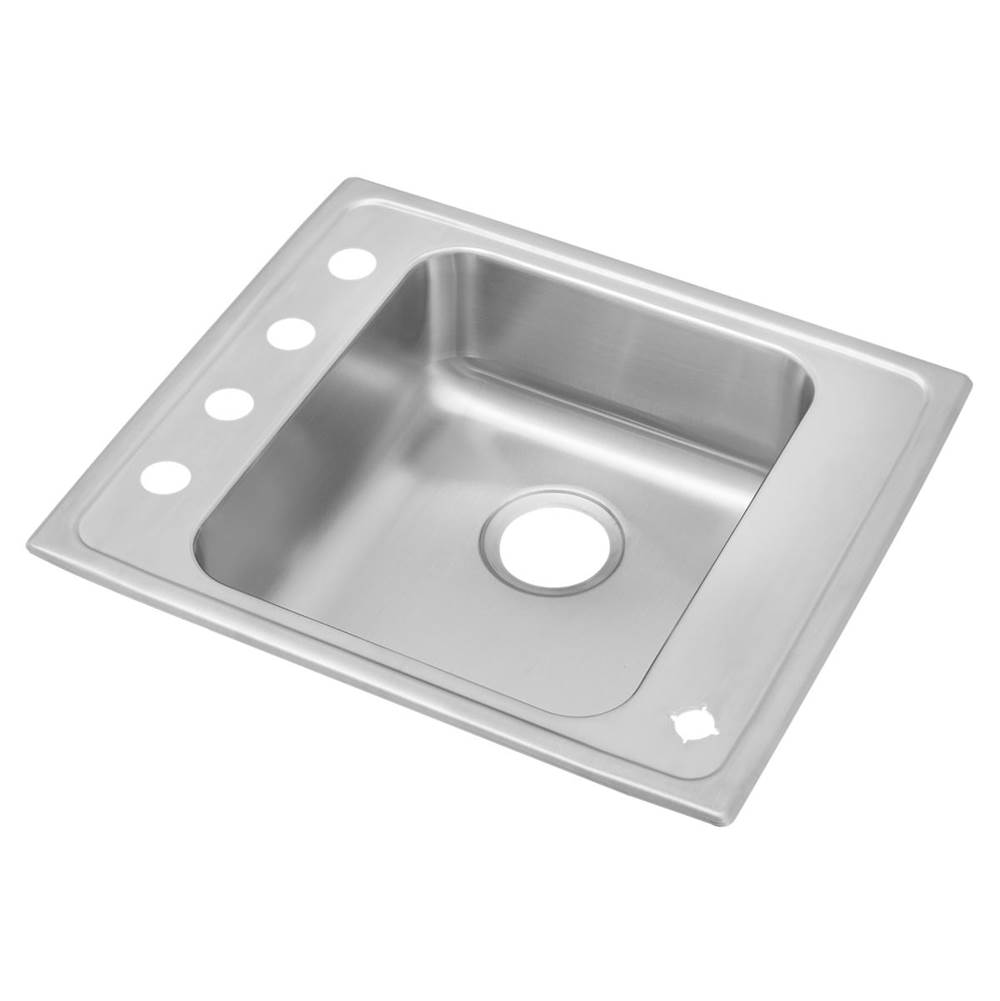 Just Manufacturing Stainless Steel 22'' x 19-1/2'' x 6-1/2'' 4-Hole Single Bowl Drop-in Classroom ADA Sink w/L and R Faucet Decks