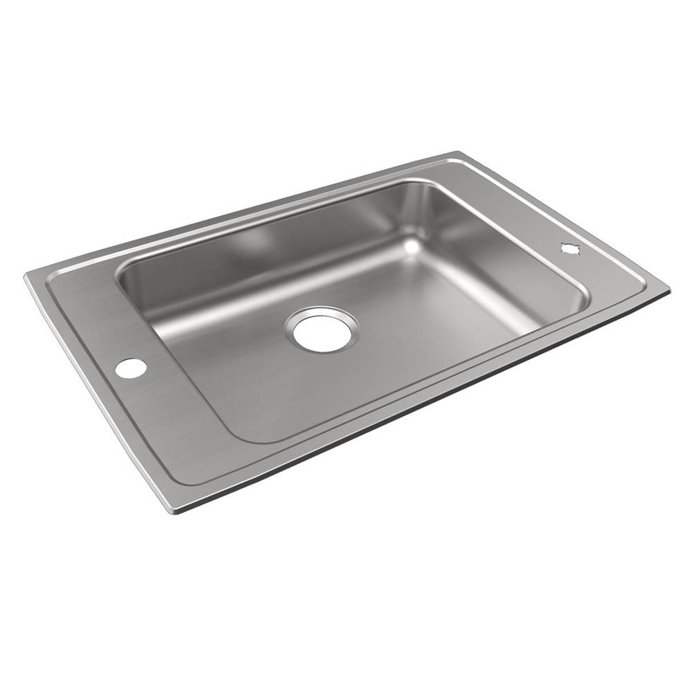 Just Manufacturing Stainless Steel 28'' x 19'' x 6-1/2'' LM-Hole Single Bowl Drop-in Classroom ADA Sink w/Left and Right Faucet Decks