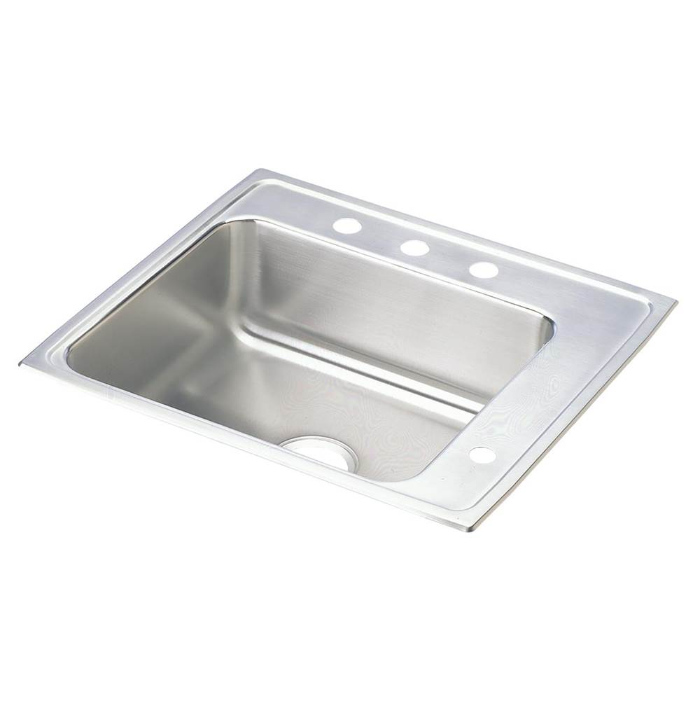 Just Manufacturing Stainless Steel 22'' x 19-1/2'' x 4-1/2'' 4-Hole Single Bowl Drop-in Classroom ADA Sink w/Bk and R Faucet Ledge
