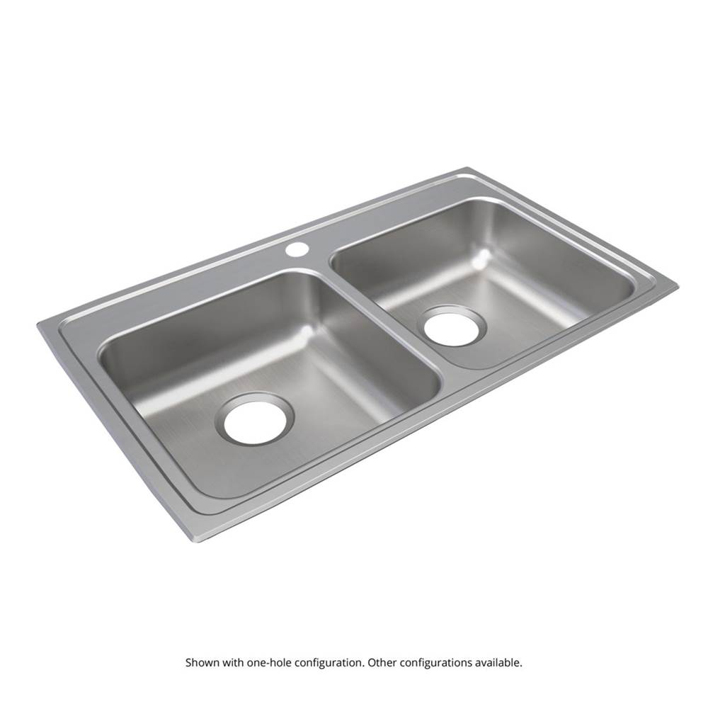Just Manufacturing Stainless Steel 33'' x 19-1/2'' x 6-1/2'' LM-Hole Equal Double Bowl Drop-in ADA Sink