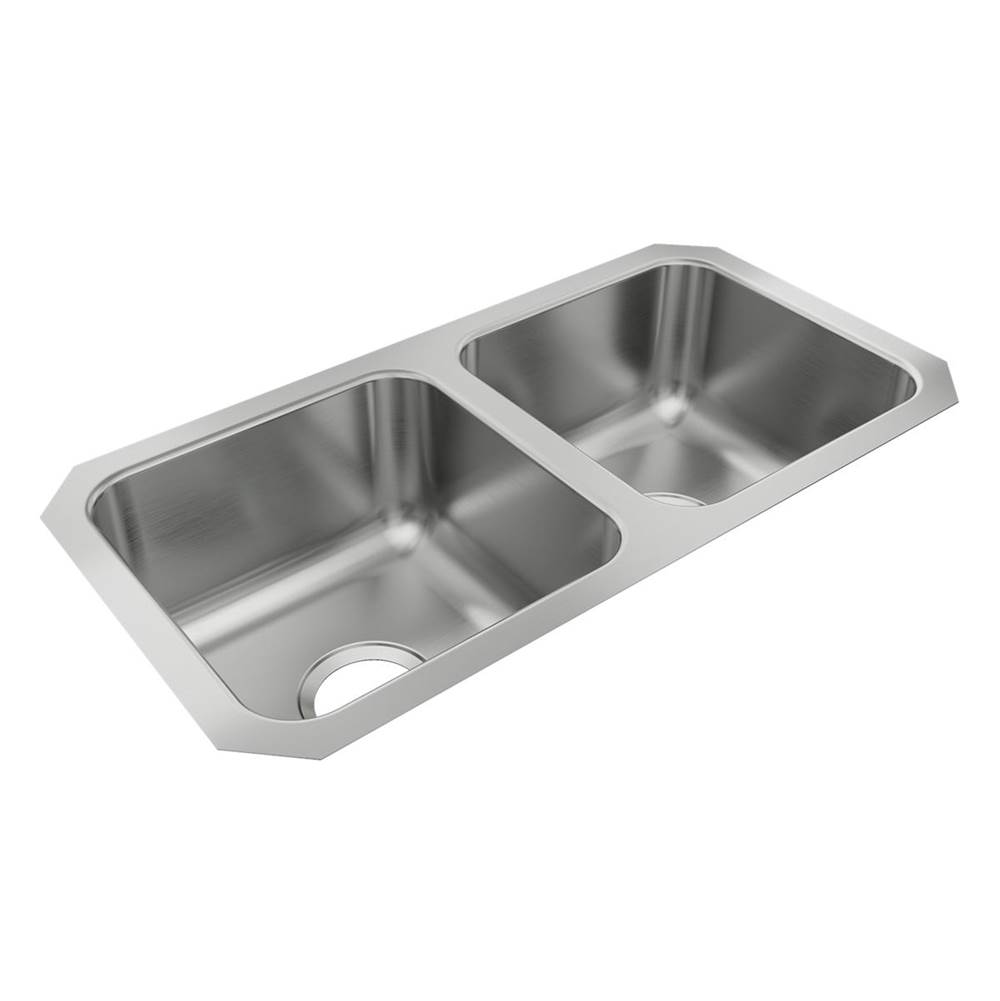 Just Manufacturing Stainless Steel 28'' x 14-1/2'' x 7-1/2'' Equal Double Bowl Undermount Sink
