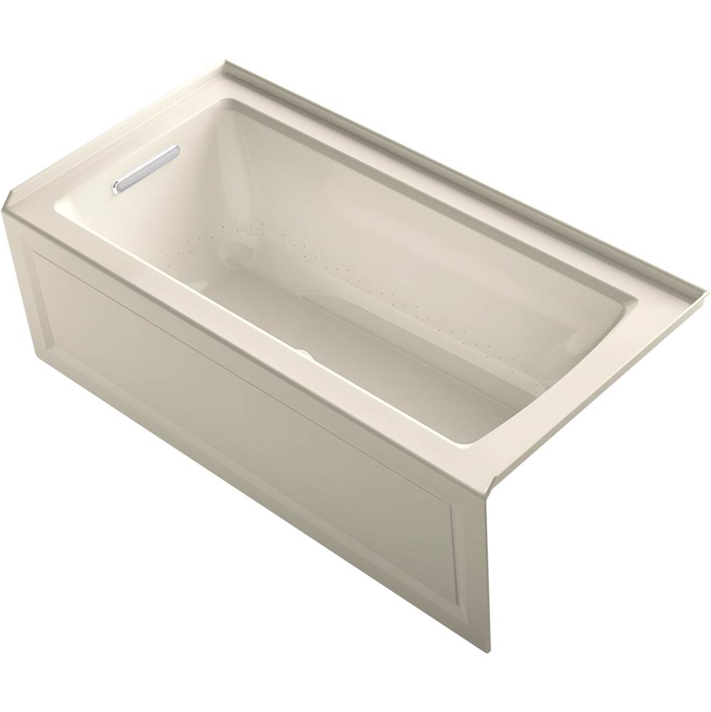 Kohler Archer® 60'' x 30'' integral apron Heated BubbleMassage™ air bath with Bask® heated surface and left-hand drain