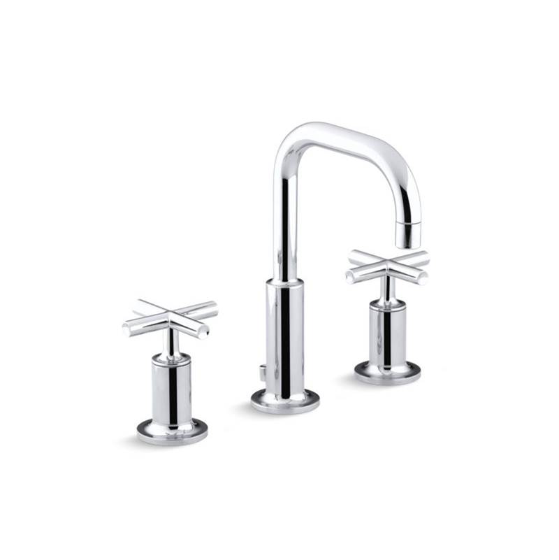 Kohler Purist® Widespread bathroom sink faucet with low cross handles and low gooseneck spout