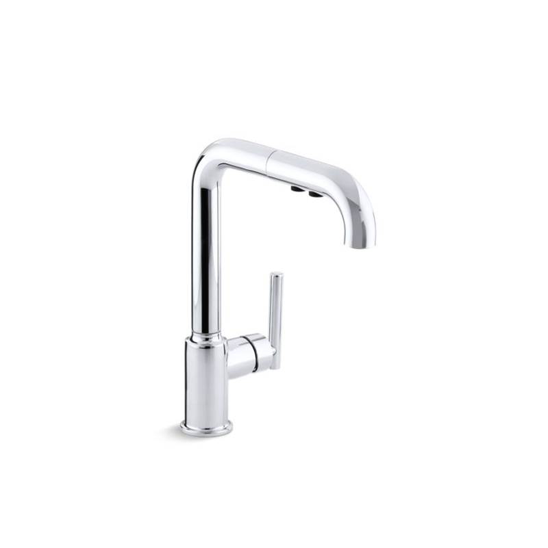 Kohler Purist® single-hole kitchen sink faucet with 8'' pull-out spout