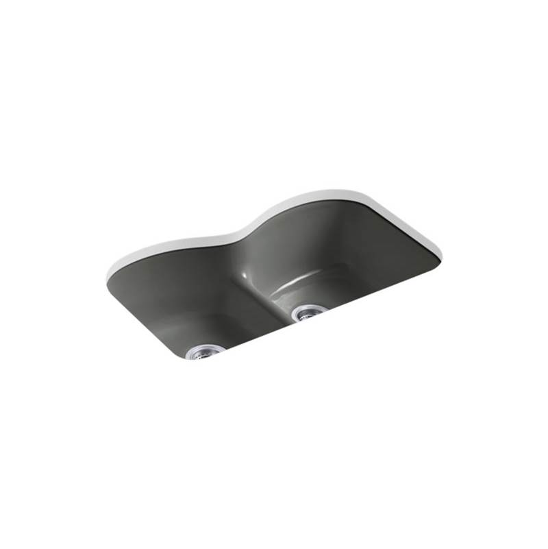 Kohler Langlade® 33'' x 22'' x 9-5/8'' Smart Divide® undermount double-equal kitchen sink with 6 oversize faucet holes