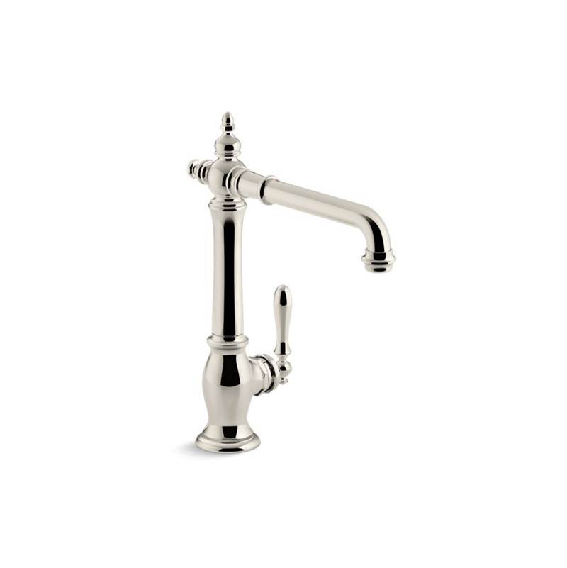 Kohler Artifacts® single-hole kitchen sink faucet with 13-1/2'' swing spout, Victorian spout design