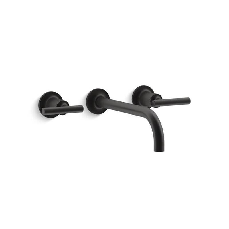 Kohler Purist® Wall-mount bathroom sink faucet trim with 9'', 90-degree angle spout and lever handles, requires valve