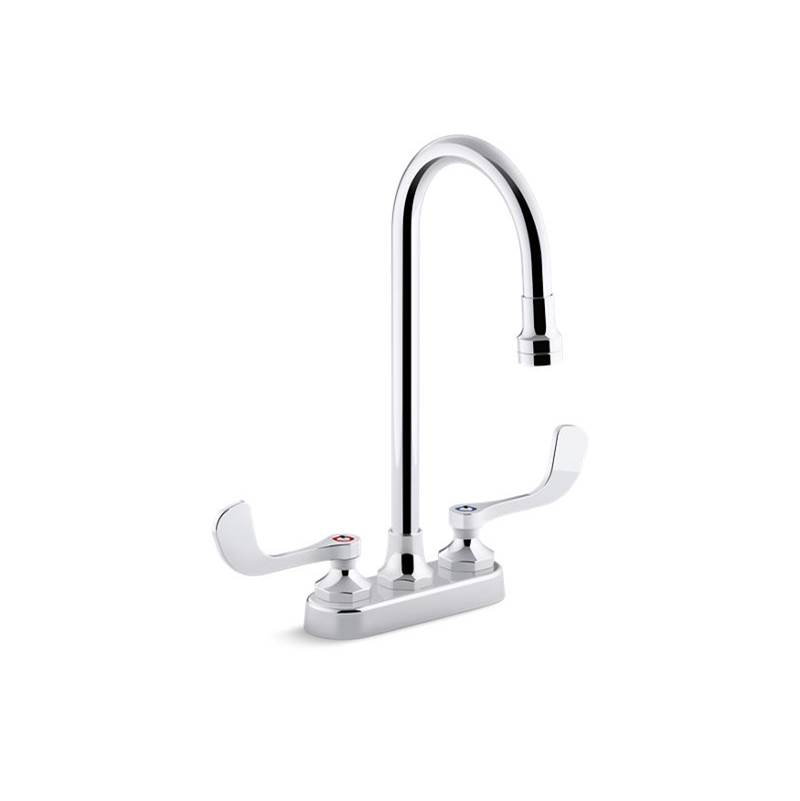 Kohler Triton® Bowe® 0.5 gpm centerset bathroom sink faucet with laminar flow, gooseneck spout and wristblade handles, drain not included