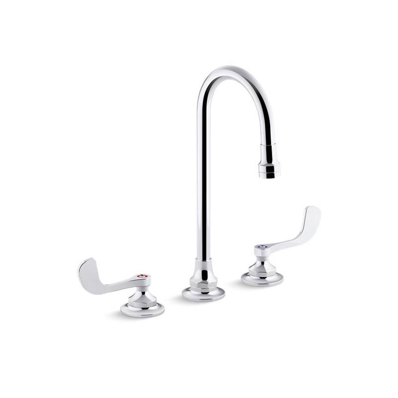 Kohler Triton® Bowe® 1.0 gpm widespread bathroom sink faucet with laminar flow, gooseneck spout and wristblade handles, drain not included