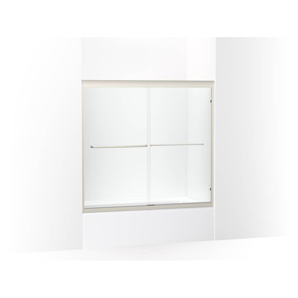 Kohler Fluence® 52'' - 57'' W x 55-1/2'' H sliding bath door with 1/4'' thick Crystal Clear glass