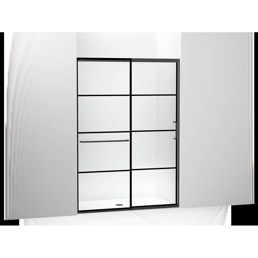 Kohler Elate™ Tall Sliding shower door, 75-1/2'' H x 50-1/4 - 53-5/8'' W, with heavy 5/16'' thick Crystal Clear glass with rectangular grille pattern