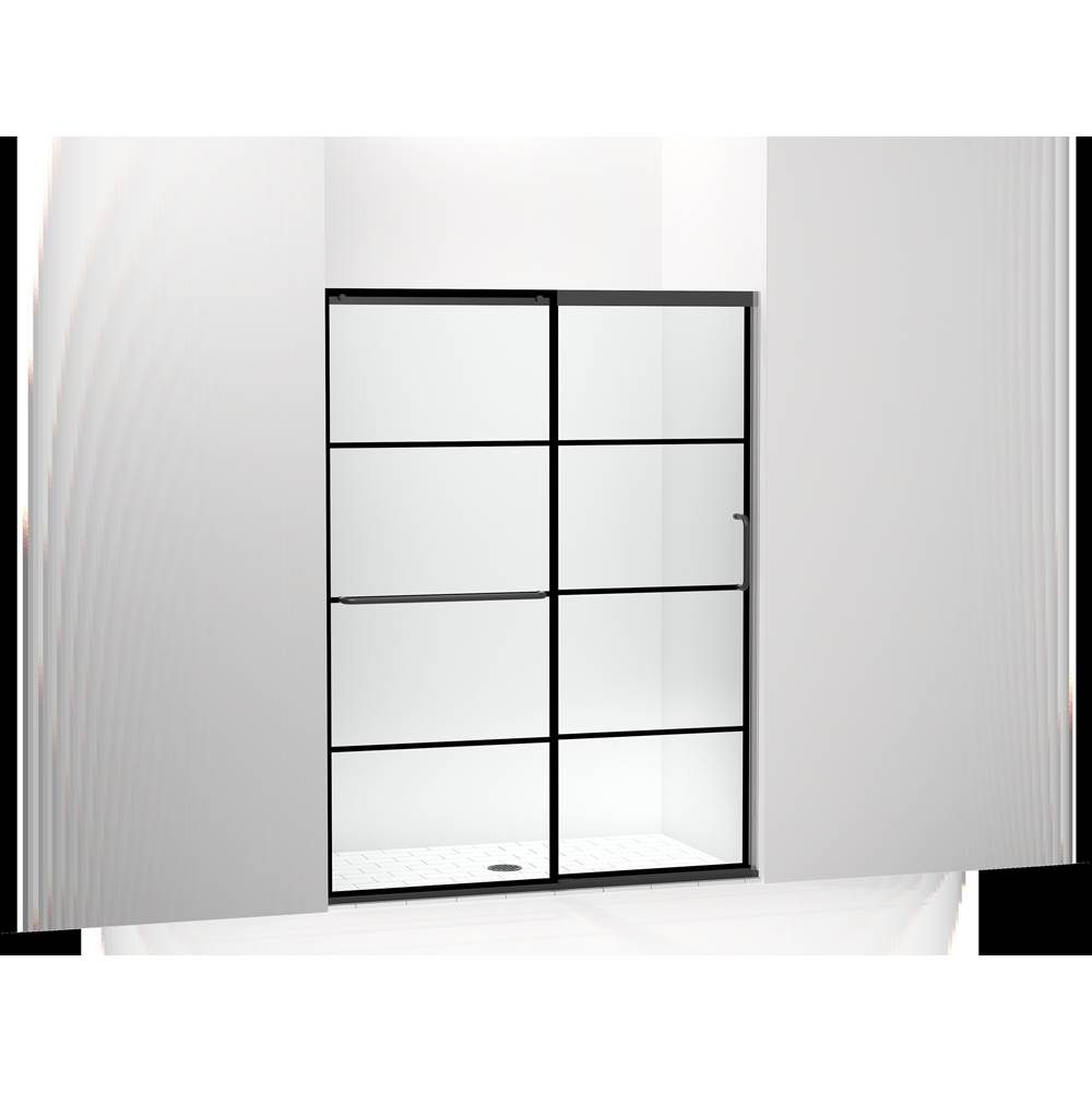 Kohler Elate™ Sliding shower door, 70-1/2'' H x 50-1/4 - 53-5/8'' W, with 1/4'' thick Crystal Clear glass with rectangular grille pattern