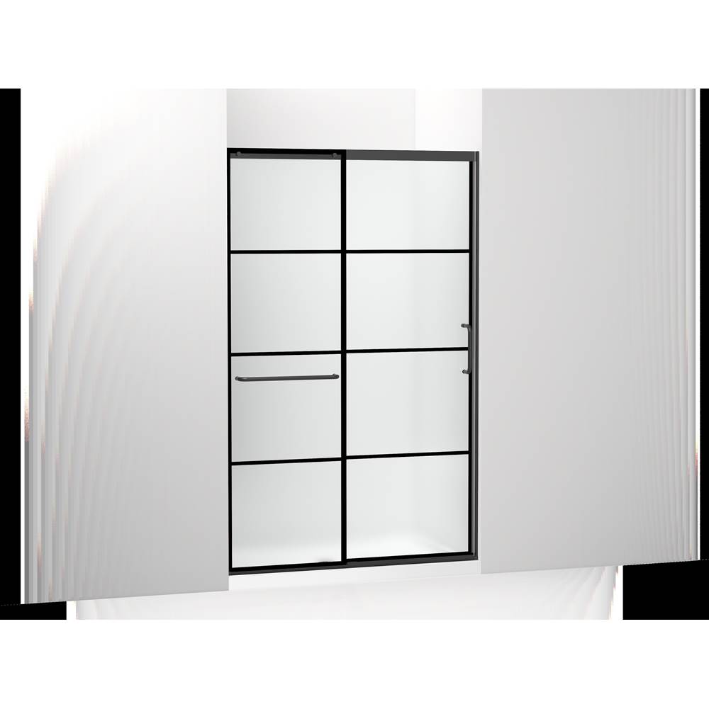 Kohler Elate™ Tall Sliding shower door, 75-1/2'' H x 44-1/4 - 47-5/8'' W, with heavy 5/16'' thick Frosted glass with rectangular grille pattern