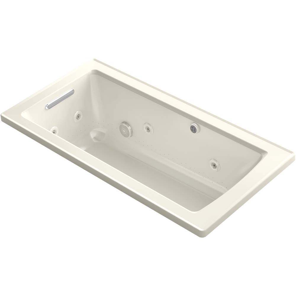 Kohler Archer® 60'' x 30'' drop-in Heated BubbleMassage™ air bath with whirlpool