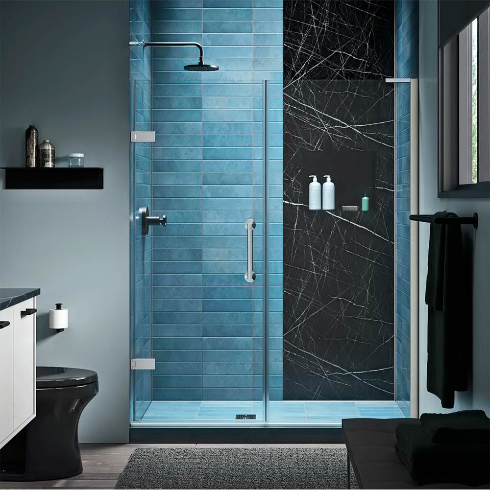 Kohler Components™ Frameless pivot shower door, 71-3/4'' H x 58 - 58-3/4'' W, with 3/8'' thick Crystal Clear glass