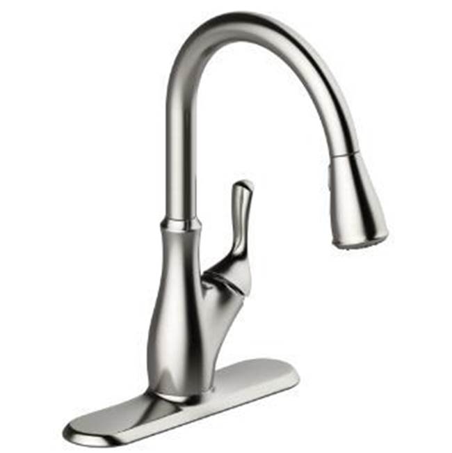 Matco Norca Sgl Hndle Ss Kitchen Faucet, High Arc Spout W/Pulldown Spray, Metal Lever Hndle, Ceramic Cartridge, Integrated Supply Lines, 1-3 Hole Install