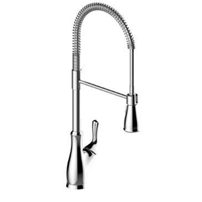 Matco Norca Single Handle Cp Industrial Spring Neck Faucet, Ceramic Cartridge, Integrated Supply Lines, 1 Or 3 Hole, Deck Plate Included