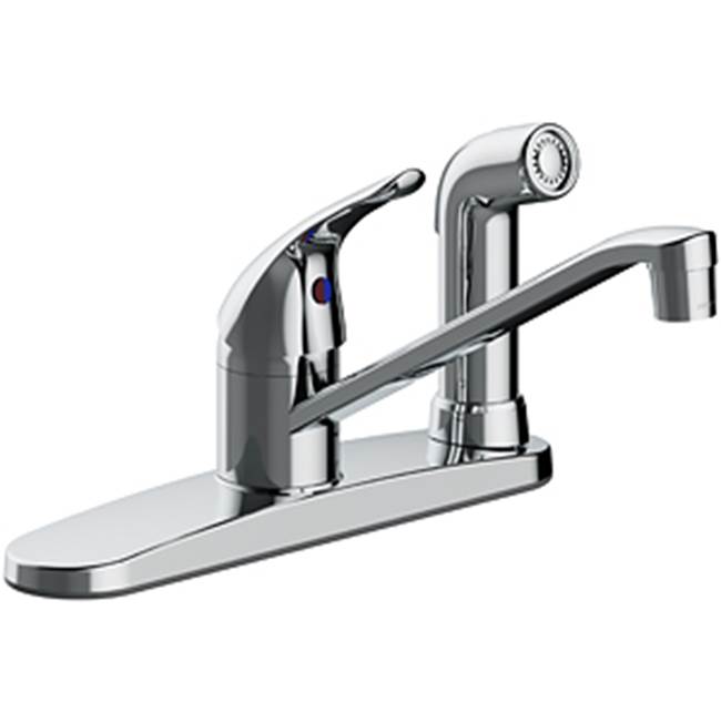 Matco Norca Single Handle Kitchen Faucet With Side Spray On Deck, Copper Inlet Supply, Washerless, 1.5 Gpm, Chrome