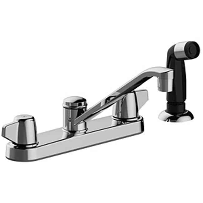 Matco Norca Two Handle Kitchen Faucet With Side Spray, Four Hole Mount, Quick Mount Installation, Washerless, 1.5 Gpm, Chrome