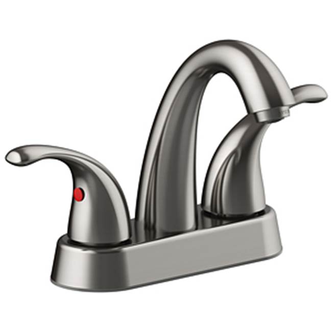 Matco Norca Two Handle High Arc 4'' Centerset Lavatory Faucet, Quick Mount Installation, 50/50 Push Pop-Up, Ceramic Cartridges, 1.2 Gpm, Brushed Nickel