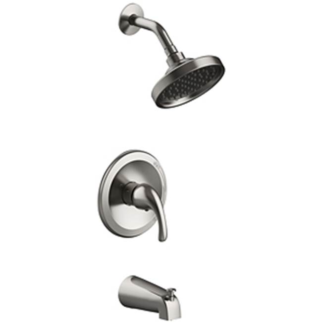 Matco Norca Single Handle Tub and Shower Trim Only, 6'' Showerhead, Metal Slip On Tub Spout, Job Pack, 1.8 Gpm, Brushed Nickel