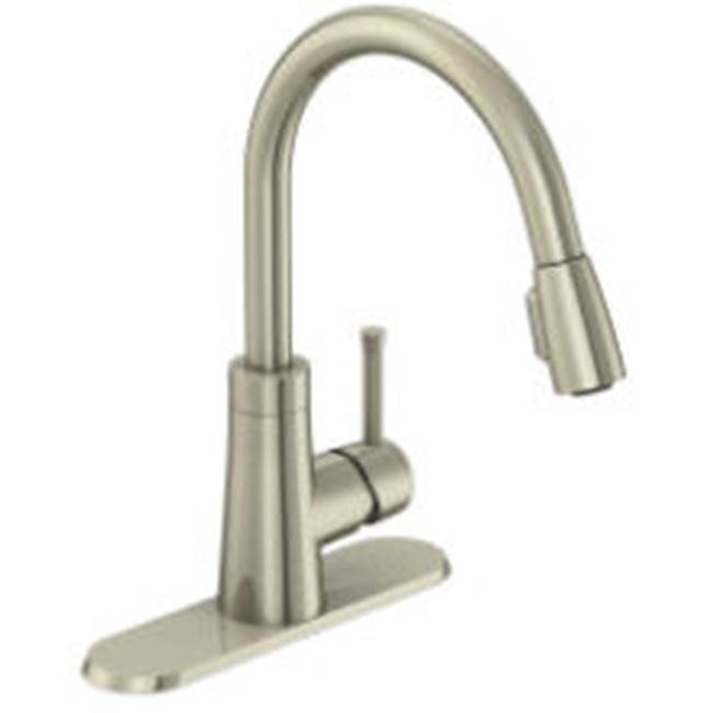 Matco Norca Brushed Nickel Single Handle Pull Down Kitchen Faucet with Lever Handle, Ceramic Cartridge With