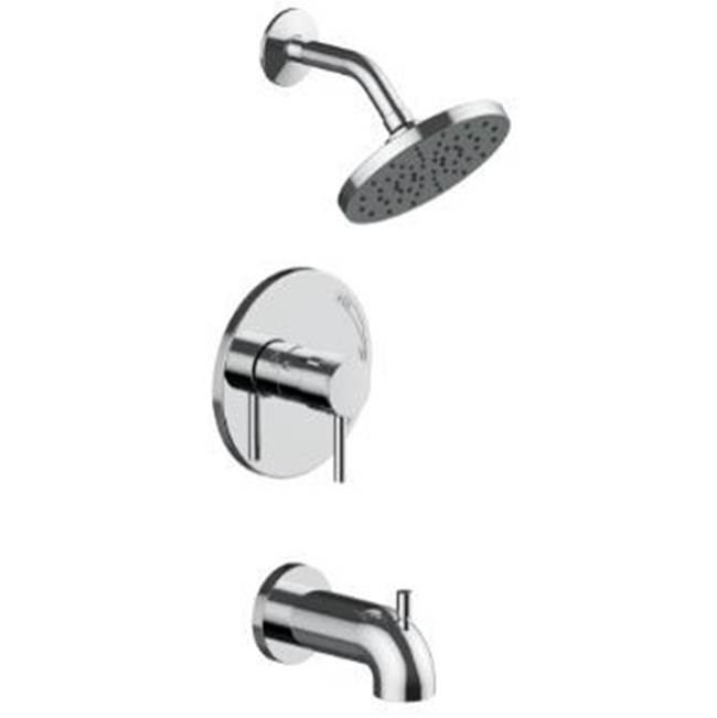 Matco Norca Tub and Shower Trim Only, 6'' Showerhead With Metal Ball Joint, Metal Slip On Tub Spout, Metal Lever Handle, Job Pack, Chrome