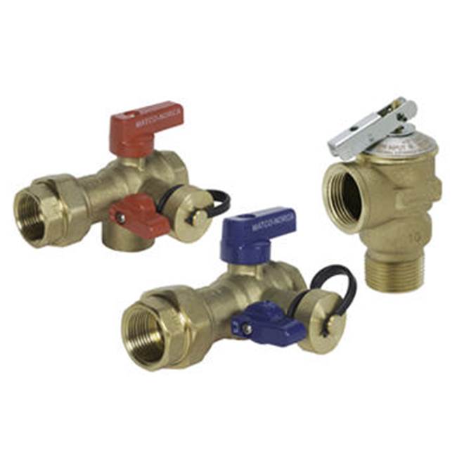Matco Norca 3/4'' Ips Brass Ball Valve Kit With Union Connection, Bypass, Prv Tapping Consists Of One Cold Coded Valve And One Hot Coded Valve