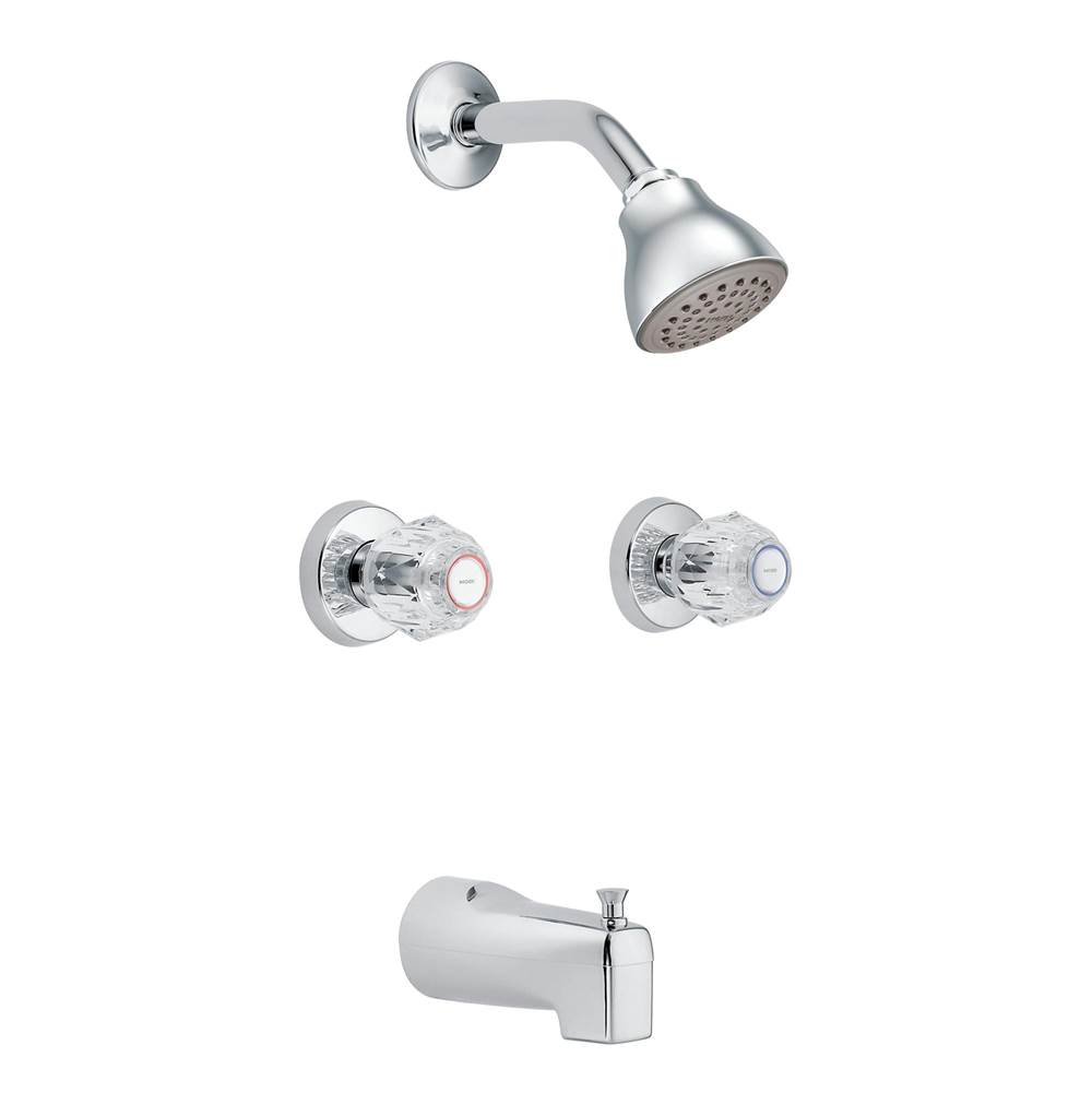 Moen Chateau Two-Handle Tub and Eco-Performance Shower Faucet, Valve Included, Chrome