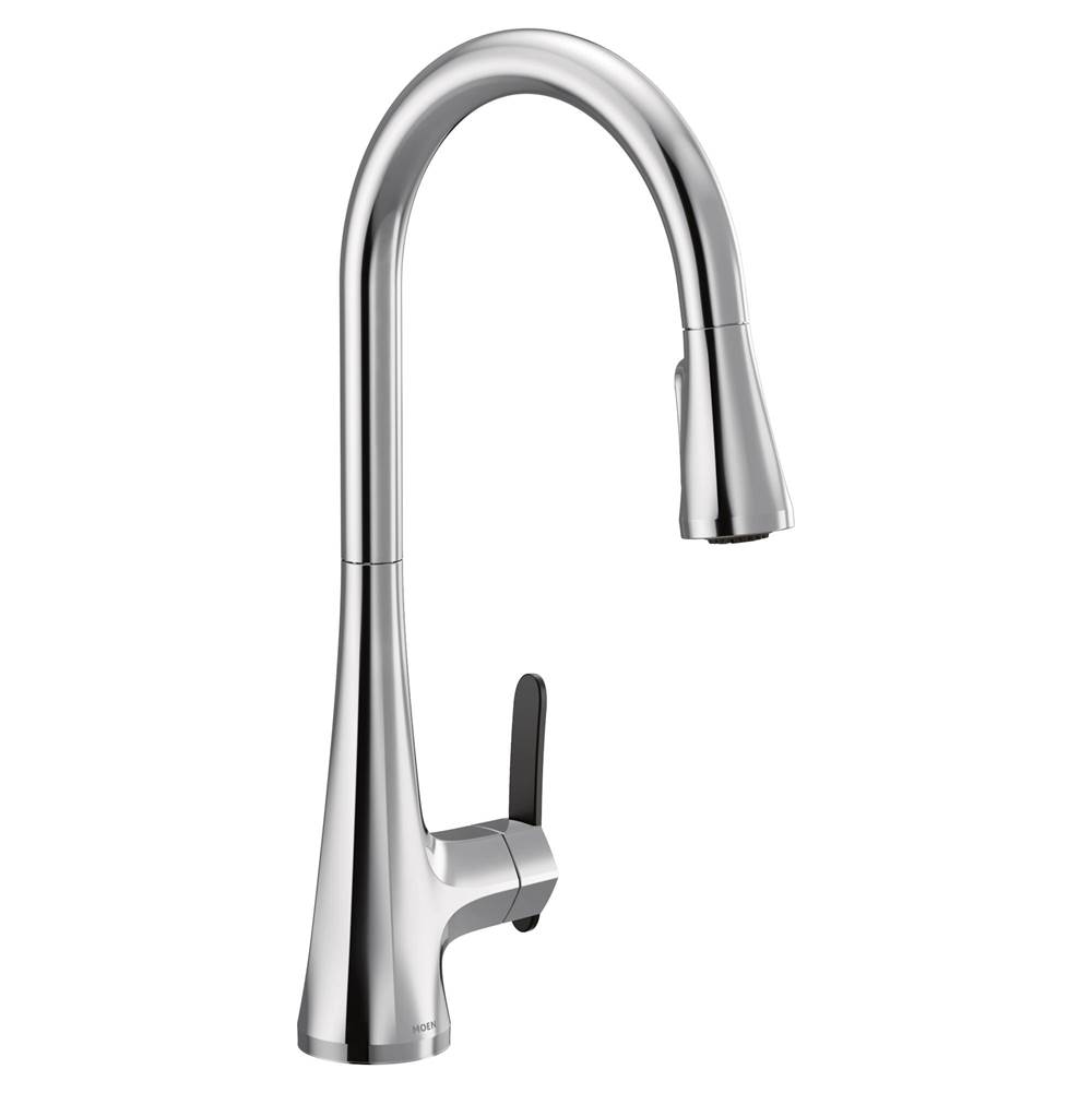Moen Sinema Single-Handle Pull-Down Sprayer Kitchen Faucet with Power Clean and 2 Handle Options in Chrome
