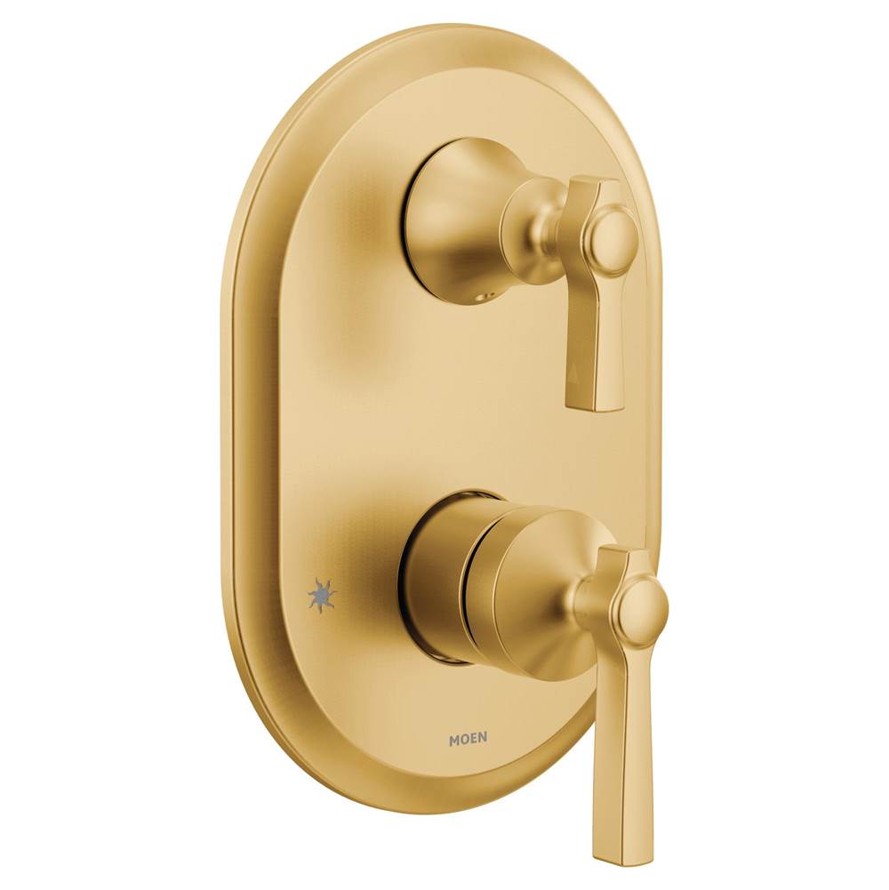 Moen Flara M-CORE 3-Series 2-Handle Shower Trim with Integrated Transfer Valve in Brushed Gold (Valve Sold Separately)