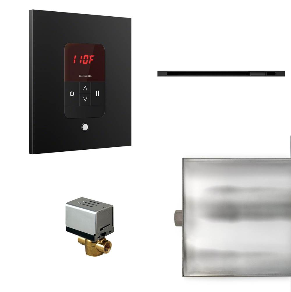 Mr. Steam Basic Butler Linear Steam Shower Control Package with iTempo Control and Linear SteamHead in Square Matte Black