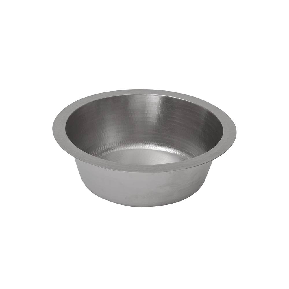 Premier Copper Products 14'' Round Hammered Copper Bar Sink in Nickel w/ 2'' Drain Size