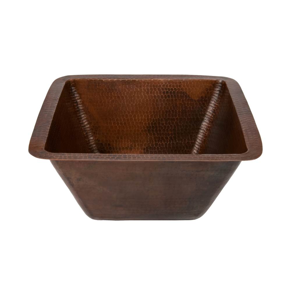 Premier Copper Products 15'' Square Hammered Copper Bar/Prep Sink w/ 3.5'' Drain Size