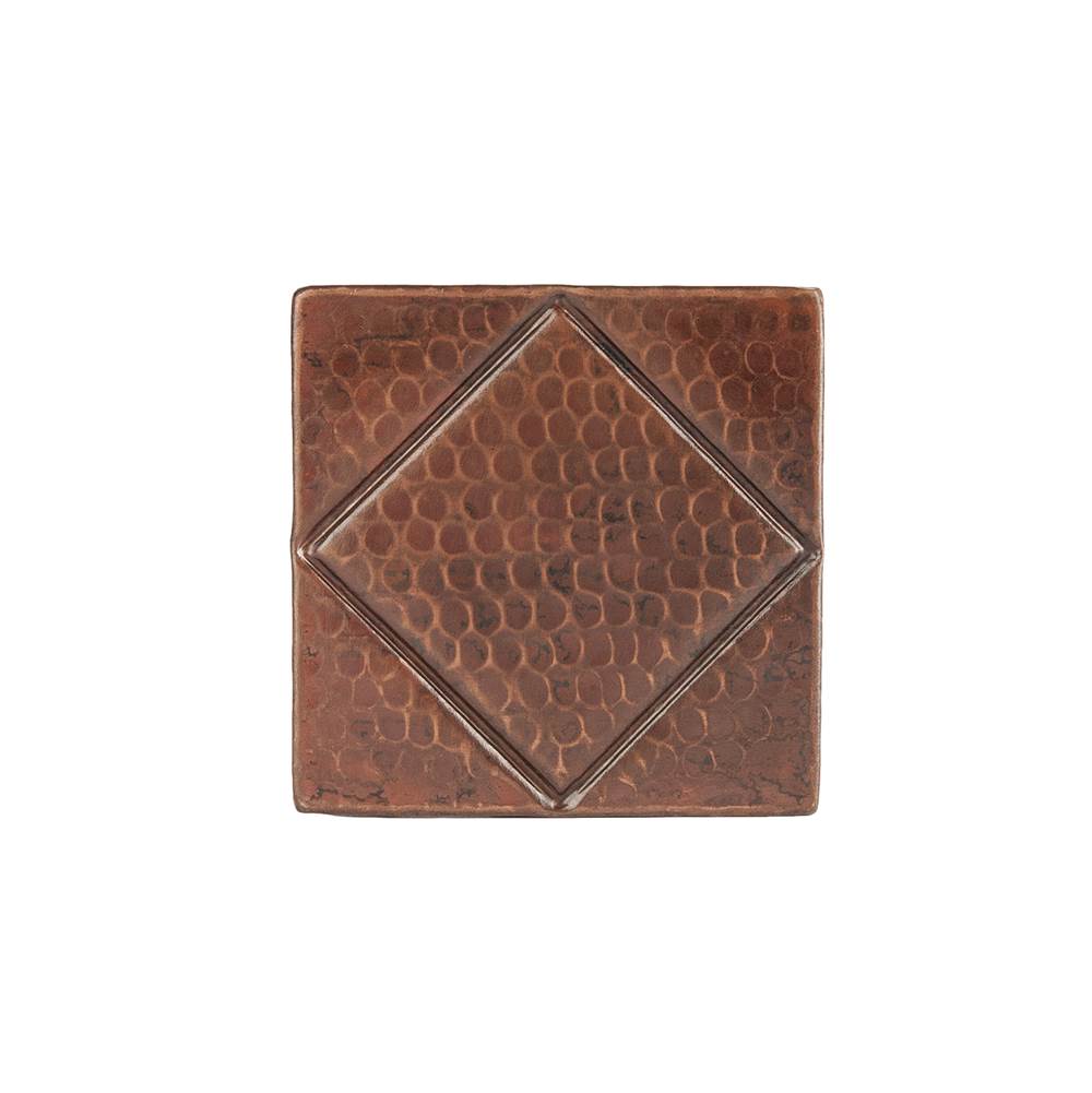 Premier Copper Products 4'' x 4'' Hammered Copper Tile with Diamond Design