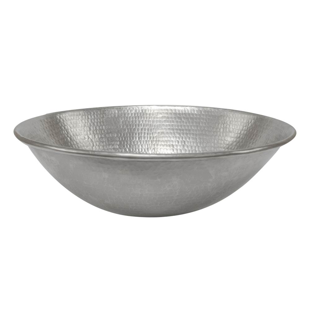 Premier Copper Products 17'' Oval Wired Rim Vessel Hammered Copper Sink in Nickel